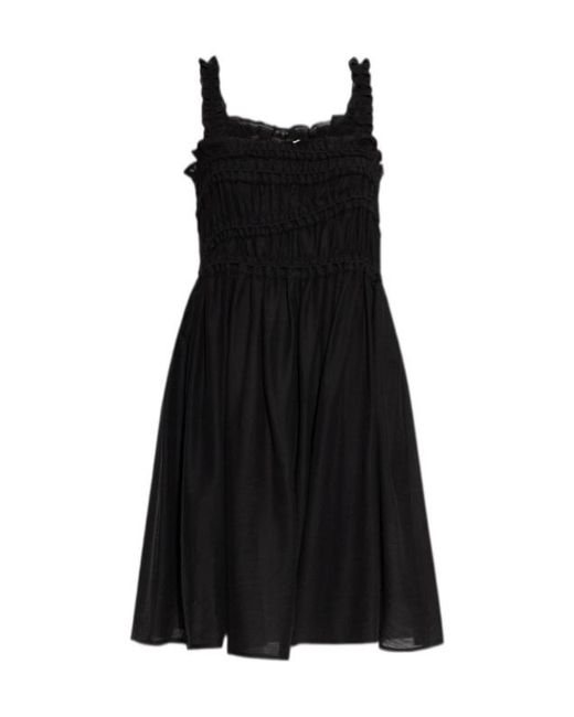 Tory Burch Black Smocked Strap Dress