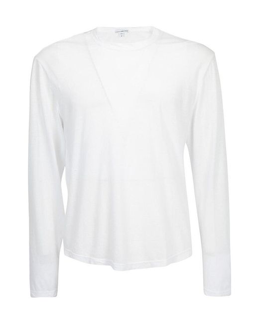 James Perse White Shirttail Hem Crewneck T-Shirt for men