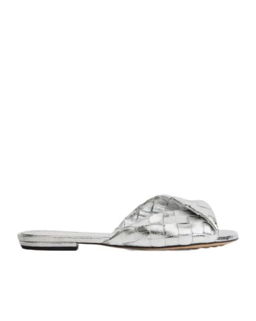 Bottega Veneta White Blink Flat Mule