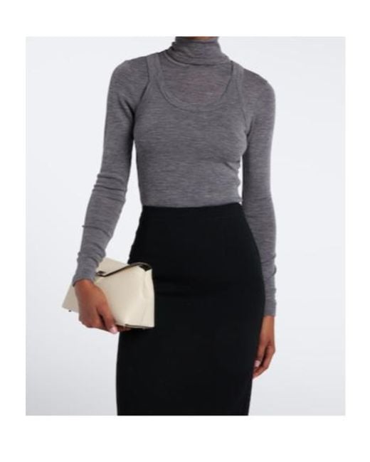 Rohe Gray Wool Jersey Turtleneck Top