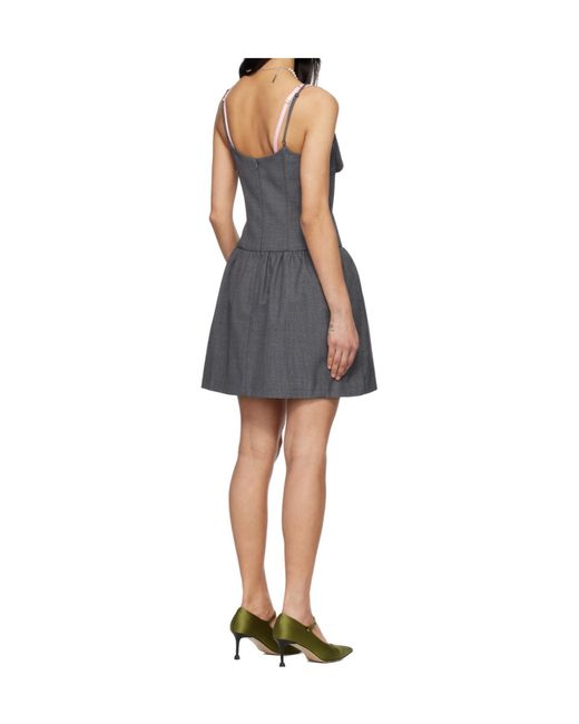 ShuShu/Tong Blue Pleated Details Wool Blend Mini Dress