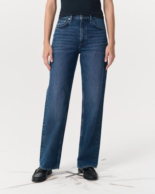Rag & Bone Blue Shea High-Wise Straight-Leg Jeans