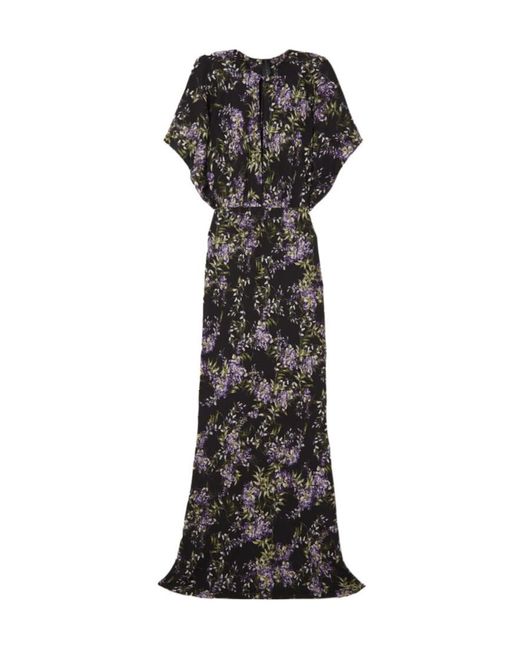Norma Kamali Black Obie Cutout Floral-Print Georgette Gown