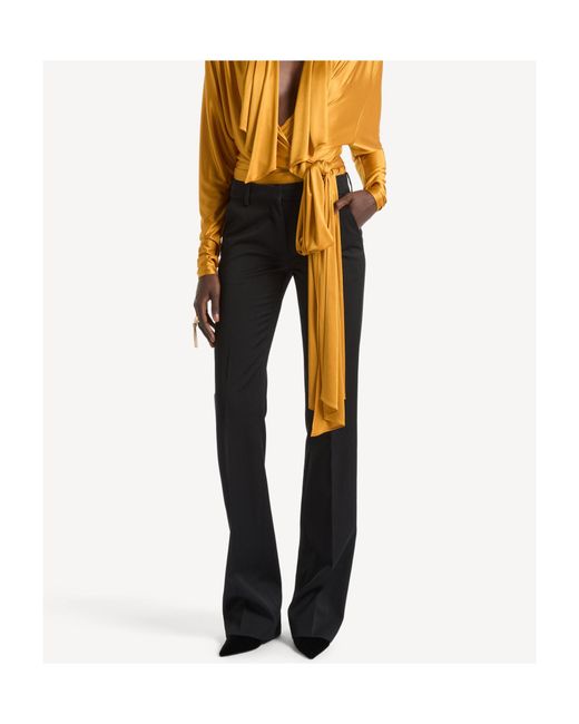 Balmain Black Low-Waisted Wool Satin Trousers