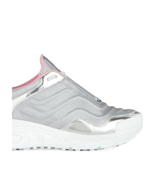 Givenchy White Metallic-Effect Leather Sneakers