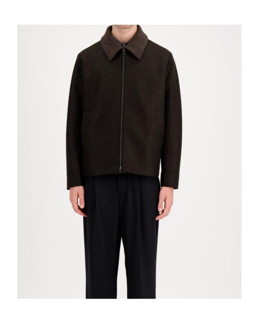 Harris Wharf London Black Golf Jacket Pressed Wool And Bouclè for men