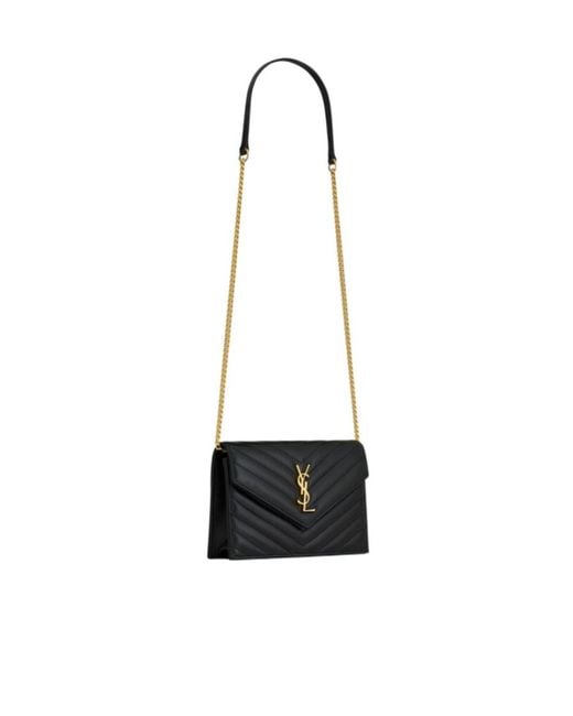 Saint Laurent White Envelope Cassandre Chain Wallet