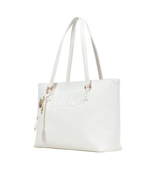 Liu Jo White Logo-Embossed Tote Bag