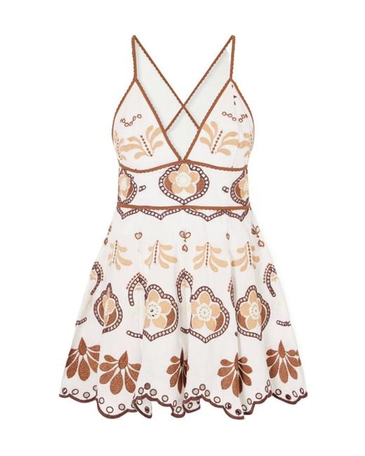 Charo Ruiz White Anglaise Cotton-Blend Mini Dress