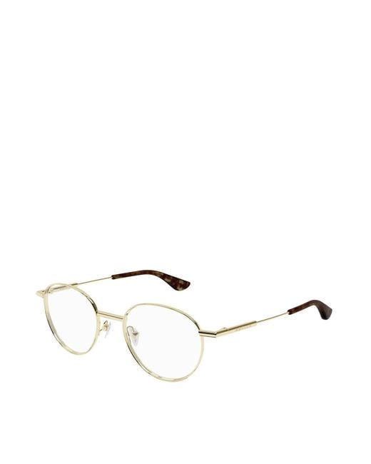 McQueen White Eyewear Round Frame Glasses for men