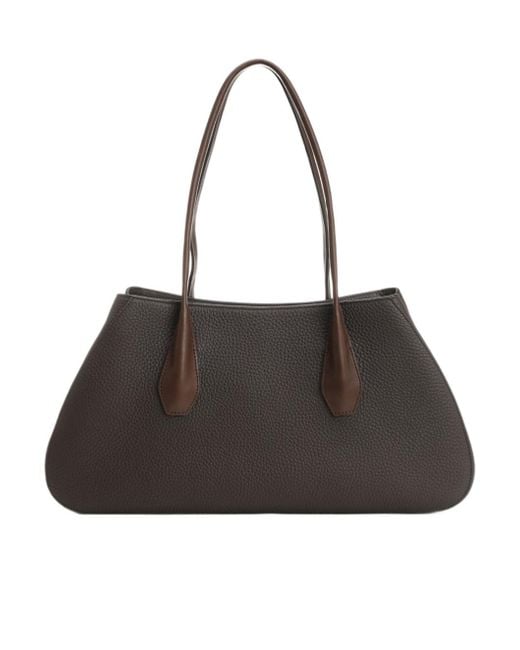 The Row Black Alger Stitch Detailed Shoulder Bag