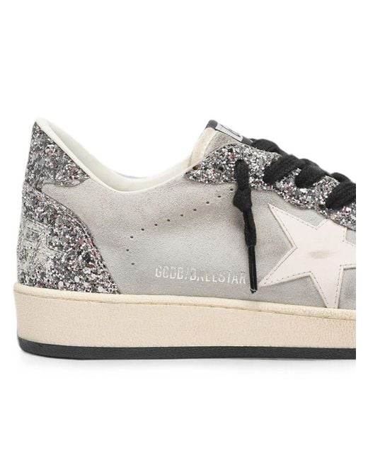 Golden Goose Deluxe Brand White Ballstar Glittered Sneakers