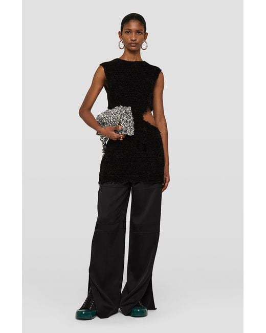 Jil Sander Black Cut-Out Detailed Sleeveless Dress