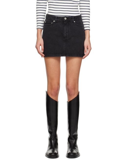 A.P.C. Black Washed Denim Mini Skirt