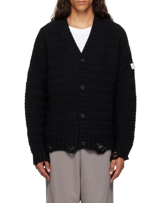 MM6 by Maison Margiela Black Distressed Knitted Cardigan for men