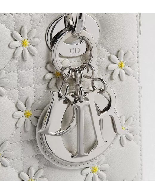 Dior White Small Lady Bag With Strap