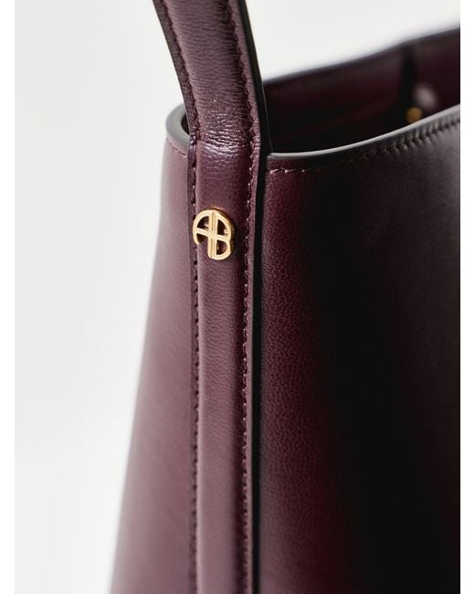 Anine Bing Red Elly Bucket Bag Grained Leather