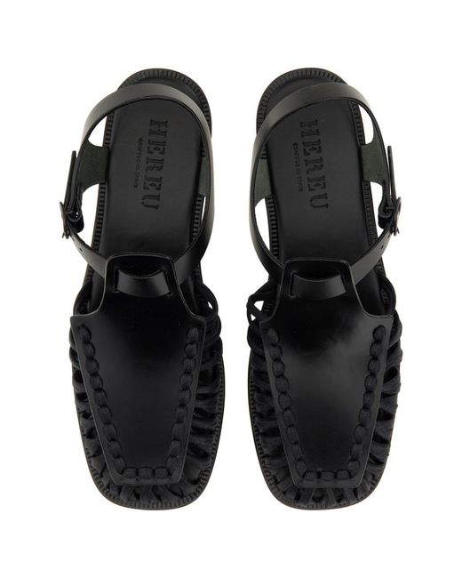 Hereu Black Alaro Leather Sandals