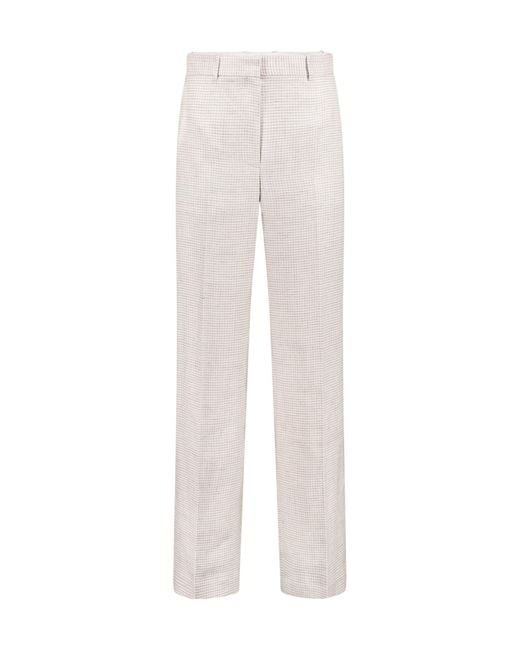 Theory White Pressed Crease Houndstooth-Pattern Trousers