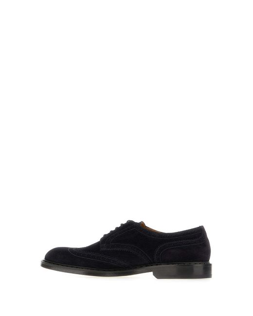 Doucal's Black Brogue-Detail Suede Oxford Shoes for men