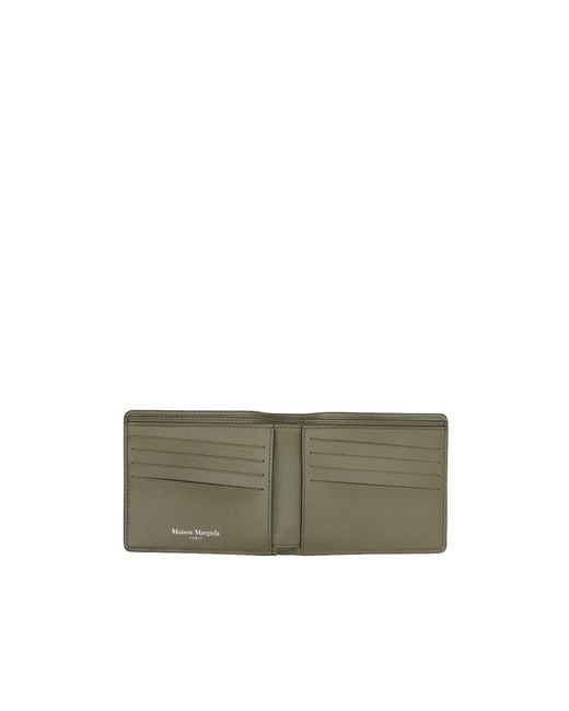 Maison Margiela Green Four-Stitch Bi-Fold Wallet for men