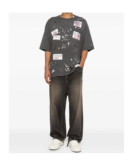 Maison Mihara Yasuhiro Gray Embellished Sticker T-Shirt for men