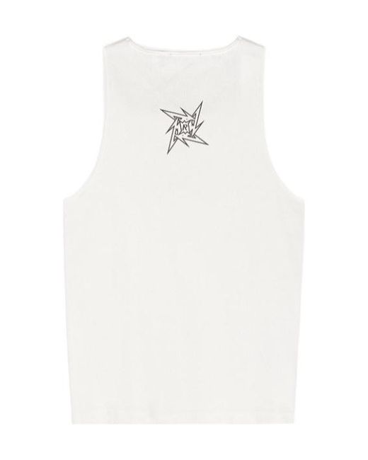 Represent White Metallic Logo Sleeveless T-Shirt for men