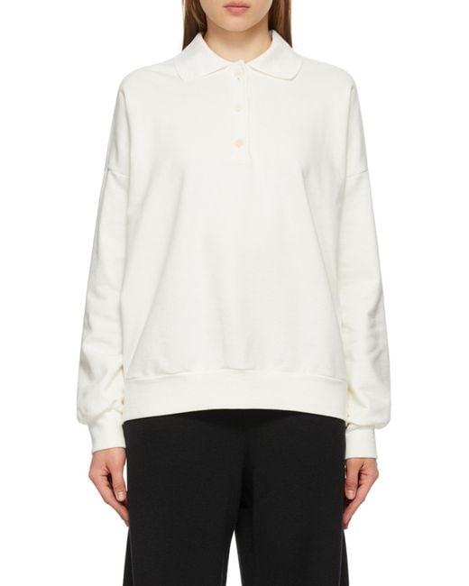 The Row White Knitted Polo Sweatshirt