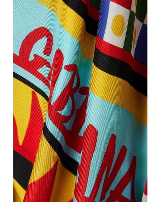 Dolce & Gabbana Green Graphic-Print Tied-Waist Cropped Shirt