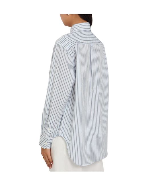 Polo Ralph Lauren White Striped Embroidered Cotton Shirt