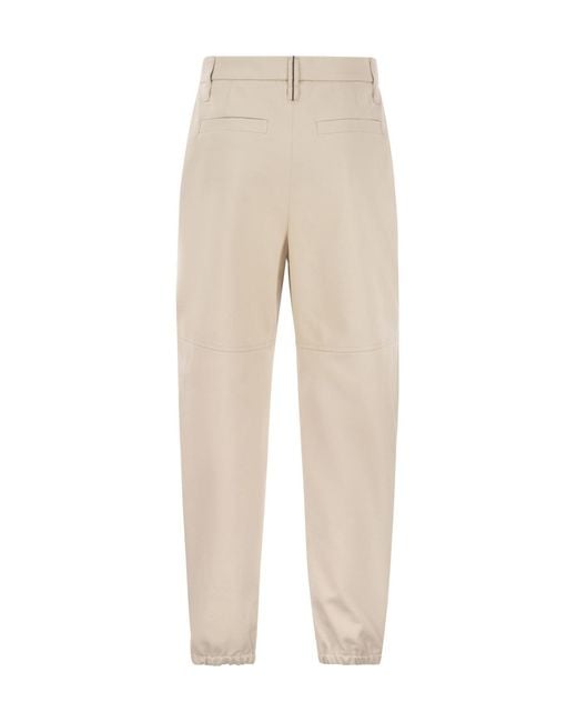 Brunello Cucinelli Natural High Waist Tapered Leg Trousers