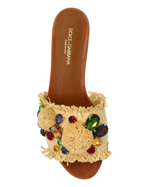 Dolce & Gabbana Metallic Embellished Flip-Flops