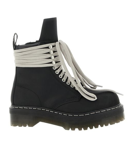 Rick Owens Black X Dr. Martens Quad Sole Steel Toe Lace-Up Boots