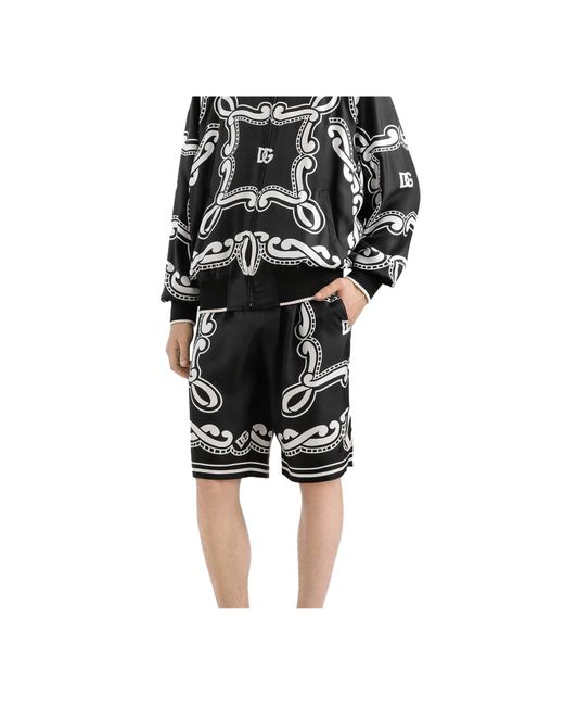 Dolce & Gabbana Black Elastic Drawstring Waist Shorts for men