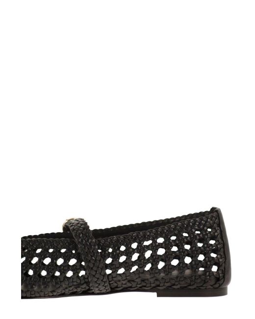 Stuart Weitzman Black Woven Flat Shoes