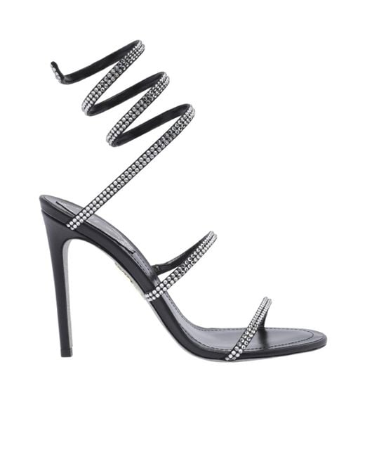 Rene Caovilla Black Cleo Heeled Sandals