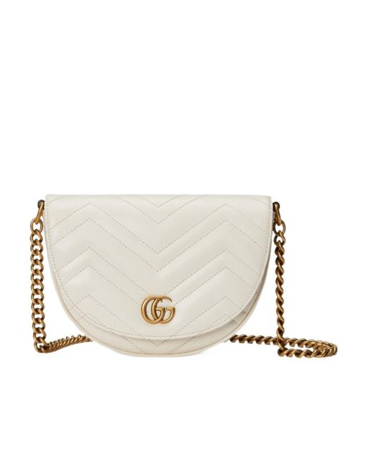 Gucci White Gg Marmont Matelassé Mini Crossbody Bag