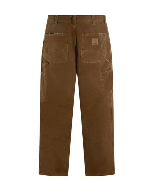 Carhartt Brown Double-Knee Cotton Trousers for men