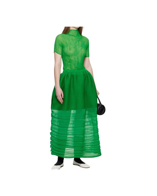 Issey Miyake Green Twisted Turtleneck Cover-Up
