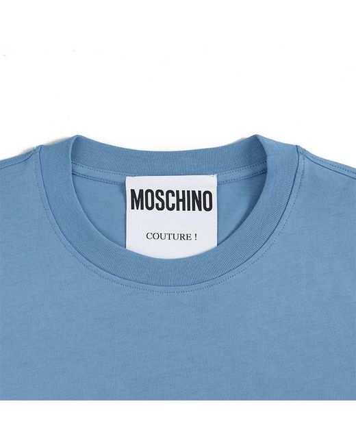 Moschino Blue Logo Printed Pattern T-Shirt