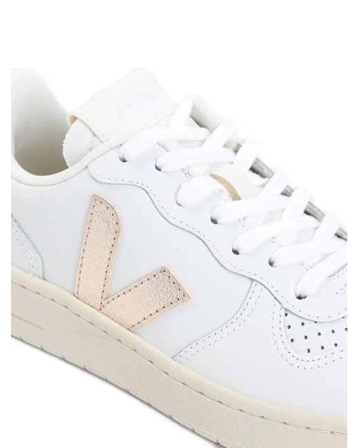 Veja White V 10 Perforated Low-Top Sneakers