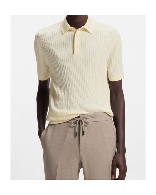 Boss White Boss Cable Knit Polo Shirt for men