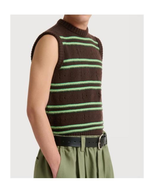 Marni Green Openwork Knit Vest for men