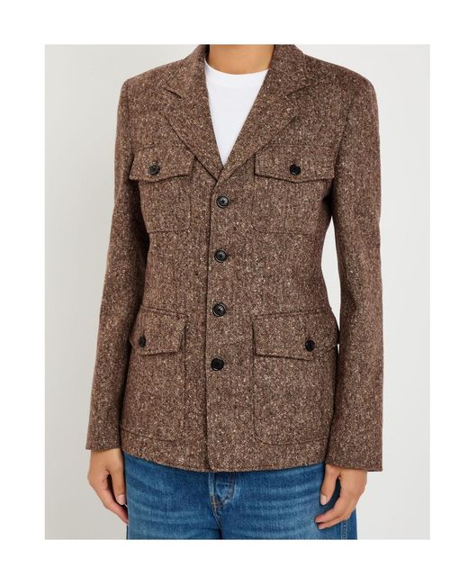 Nili Lotan Brown Fleur Tweed Jacket