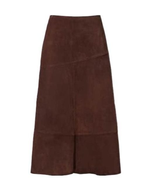 Yves Salomon Brown Suede Midi Skirt