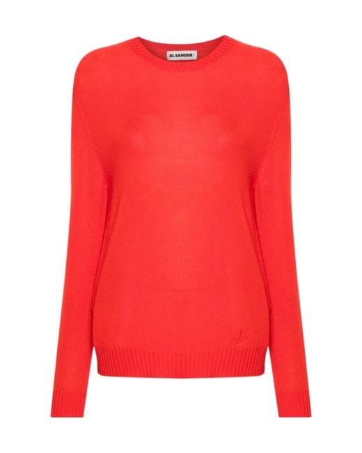 Jil Sander Red Fine-Knit Jumper