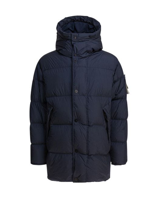 Stone Island Blue Hooded Down Parka for men