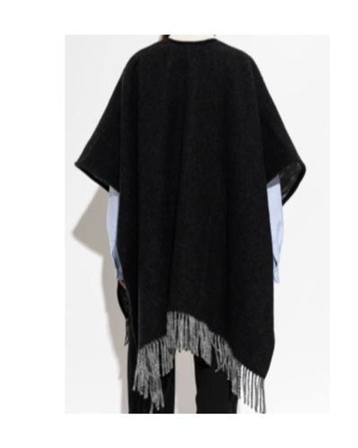 Jimmy Choo Black Reversible Fringe Cape