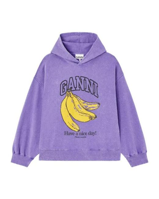 Ganni Purple Vintage Wash Hoodie