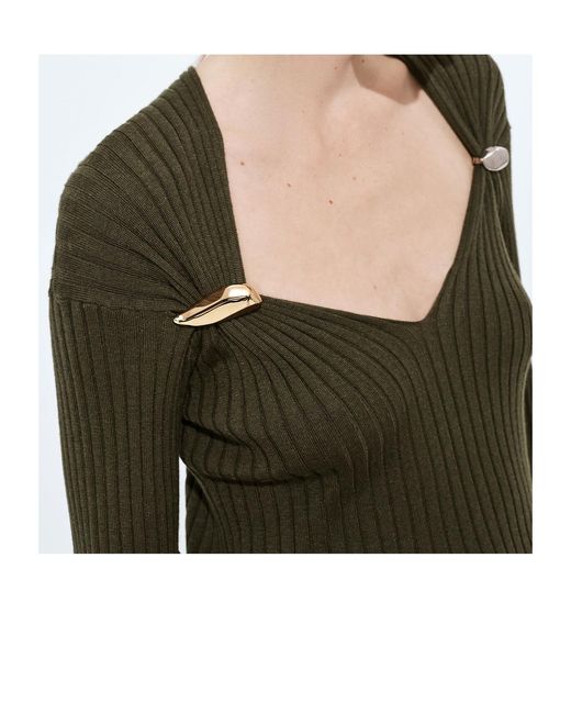 Bottega Veneta Green Cashmere And Silk Rib Sweater